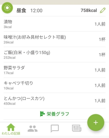 カロリー管理アプリ「あすけん」画面