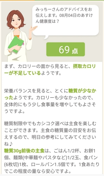 カロリー管理アプリ「あすけん」画面