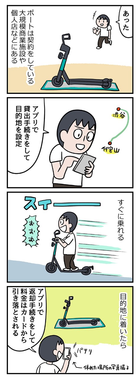 返却も決済もアプリで完結! 街を歩いていて、乗りたいときに乗れることがうれしい!