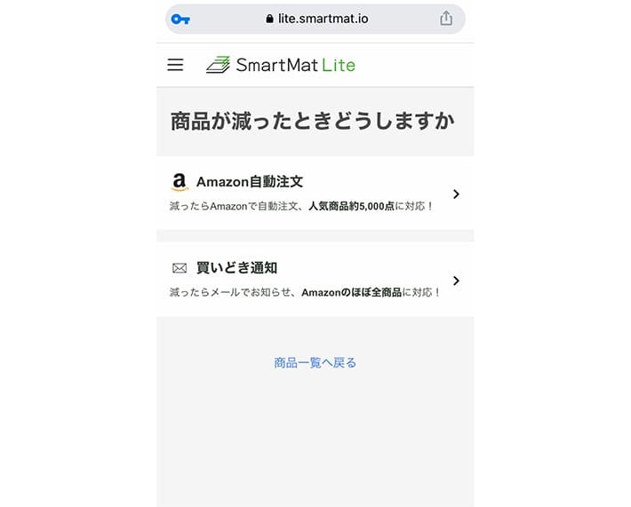 スマートマットライトの購入画面