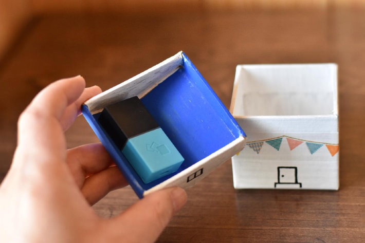 3.	キーボックスに鍵を入れると、動きタグが反応してGmailにメッセージを送信。お子さんの帰宅のタイミングがわかります。