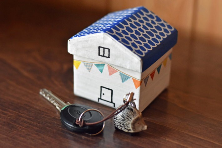 2.	MESHの動きタグを、完成したボックスのフタの裏側に両面テープで貼り付けます。