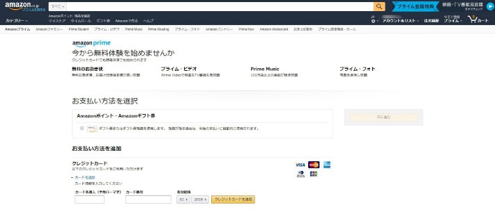 ↑クレジットカードや住所など支払いについての情報を入力する
