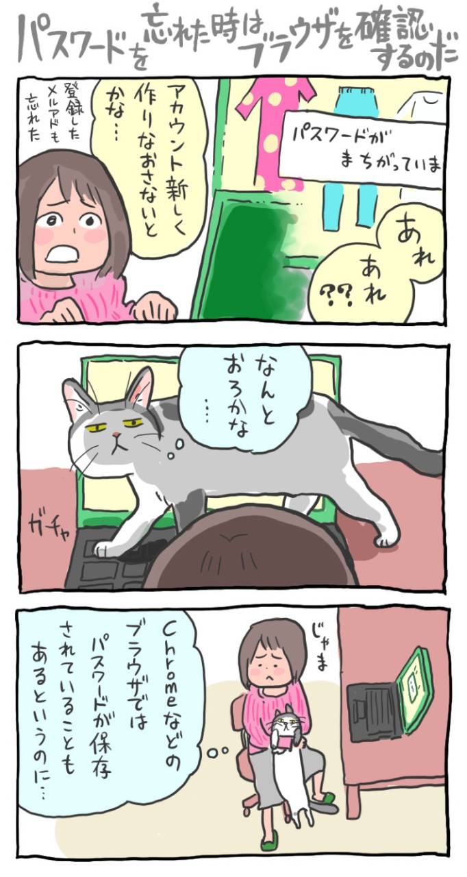 パスワードはブラウザが覚えているかも…。