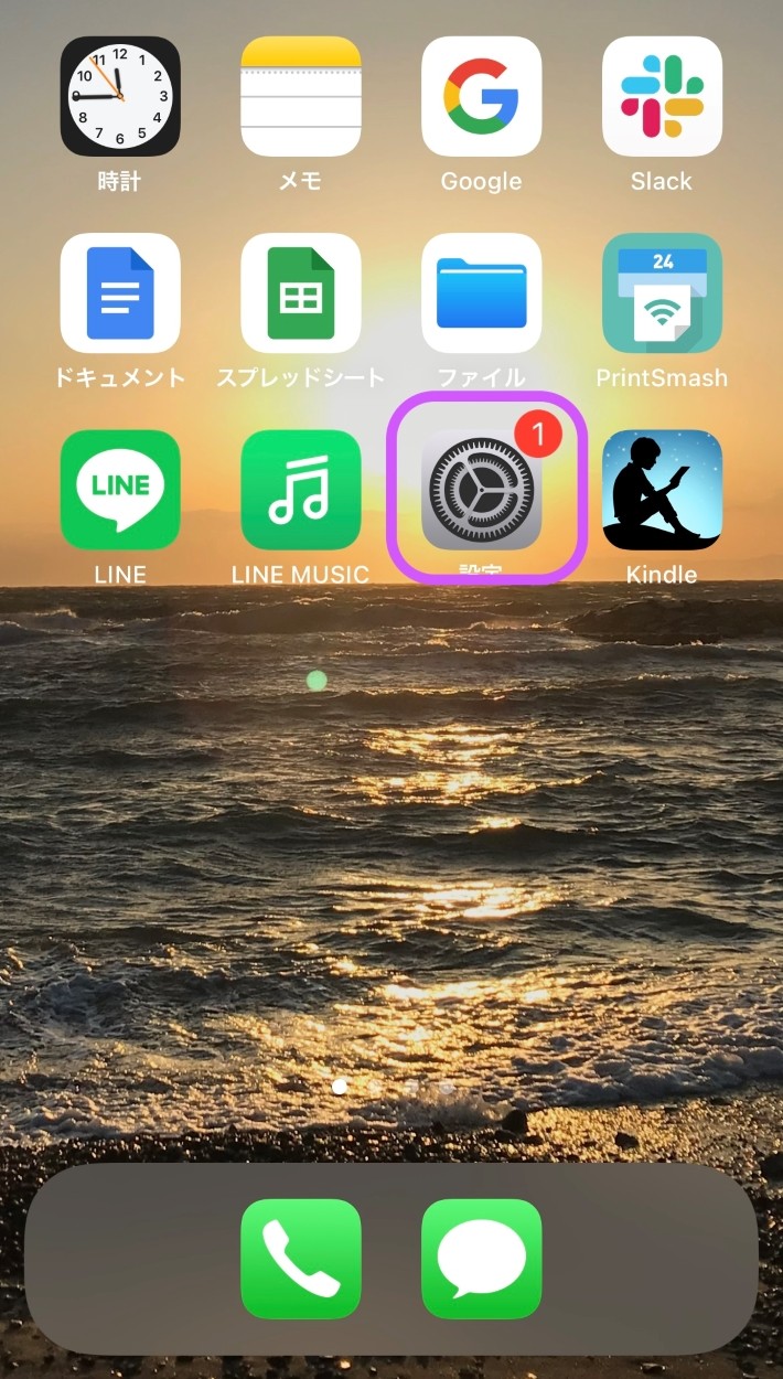 ホーム画面から「設定」を押す