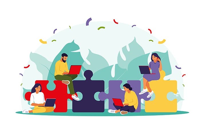 パズルのようにまとまるビジネスチーム