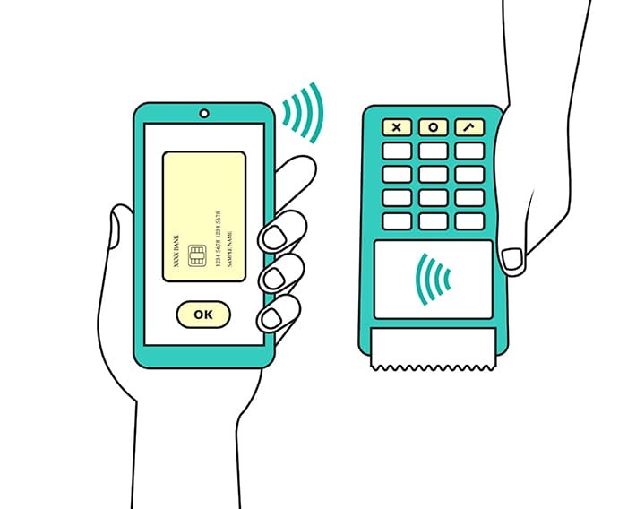 モバイル決済とNFC技術のイラスト